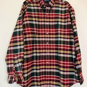 Polo Ralph Lauren Red and Green Plaid Button down Shirt Large Preppy